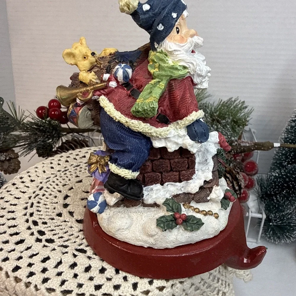 Cast Iron Base Santa with Bag of Toys Chimney Christmas Stocking Hanger Holder